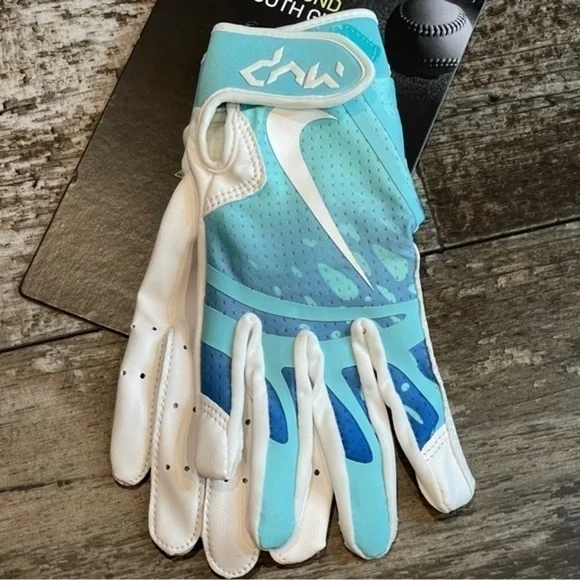 NWT Nike Youth Hyperdiamond 2.0 Batting Glove White Aqua Size Large NEW - Picture 9 of 14